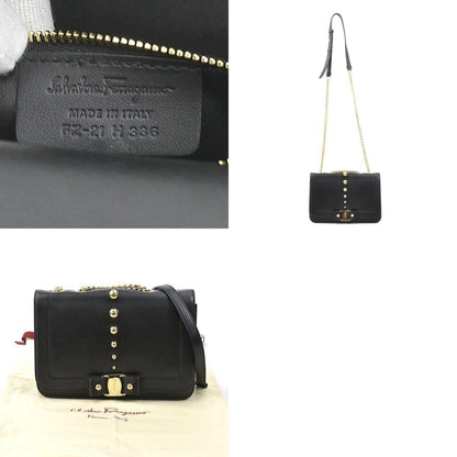Salvatore Ferragamo Black Leather Vara
