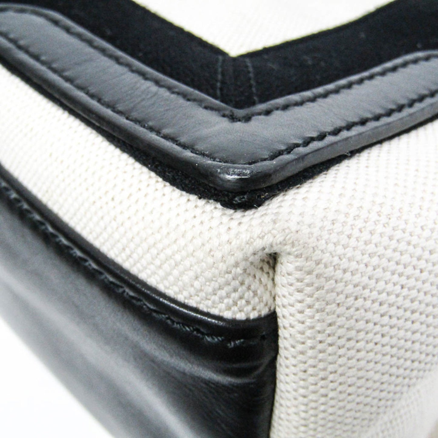 Balenciaga White Canvas Navy Cabas