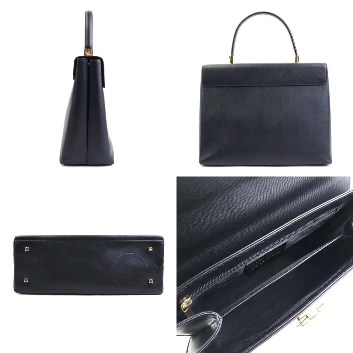 Salvatore Ferragamo Black Leather Gancini