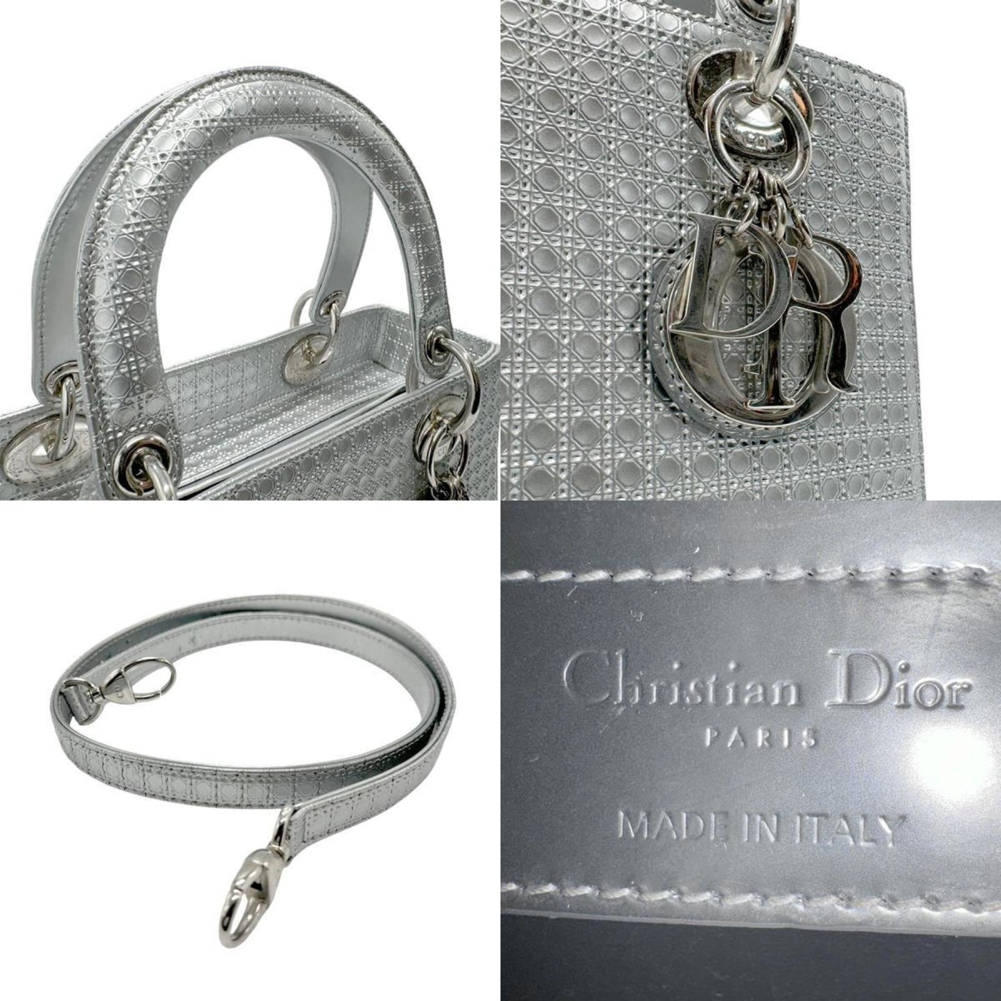 Dior Silver Leather Lady Dior