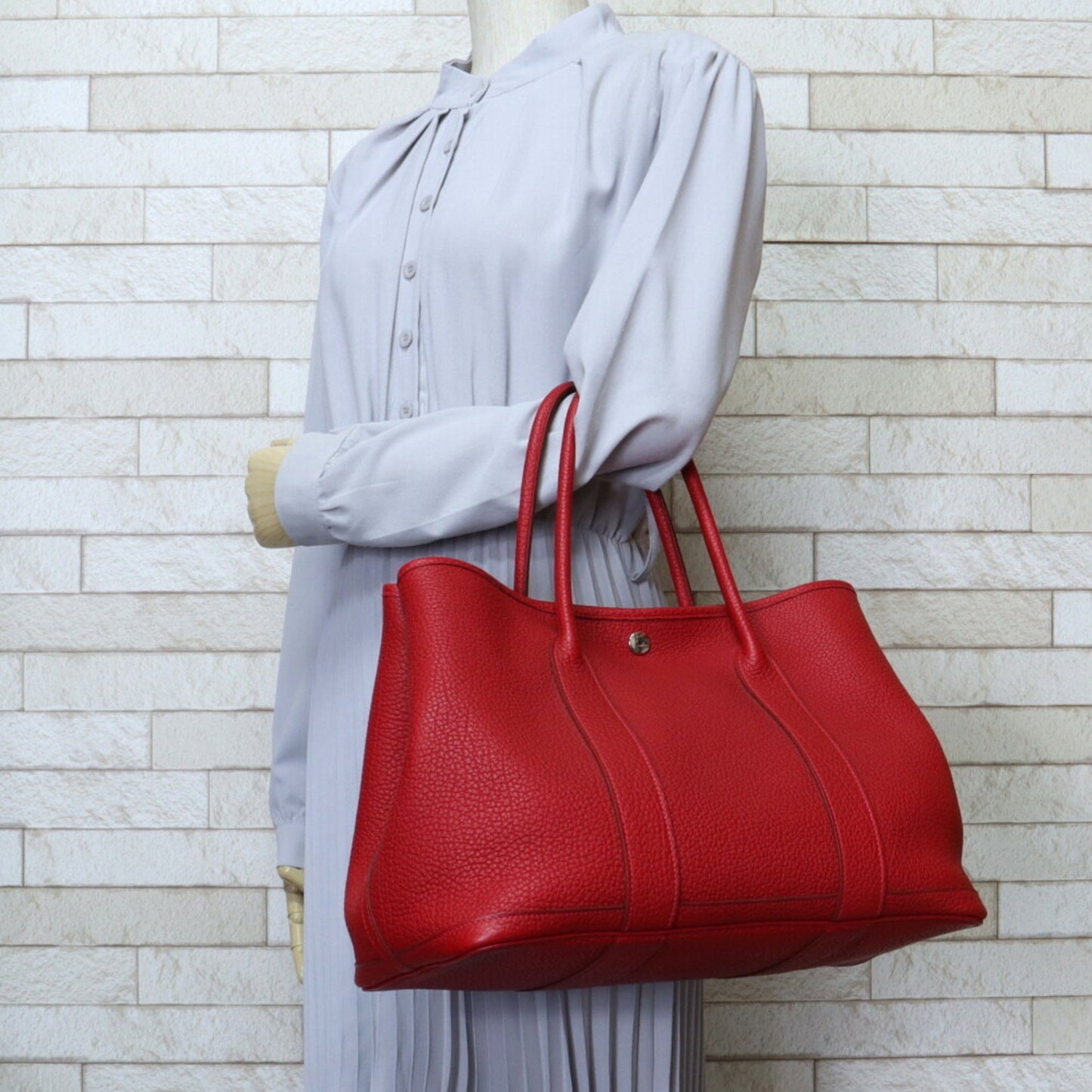 Hermès Red Leather Garden Party