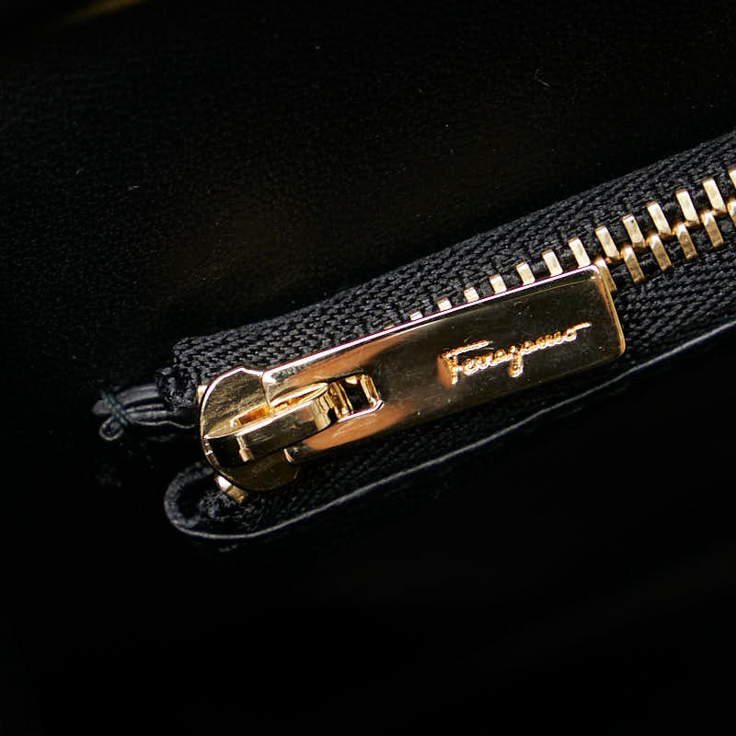 Salvatore Ferragamo Black Leather Gancini