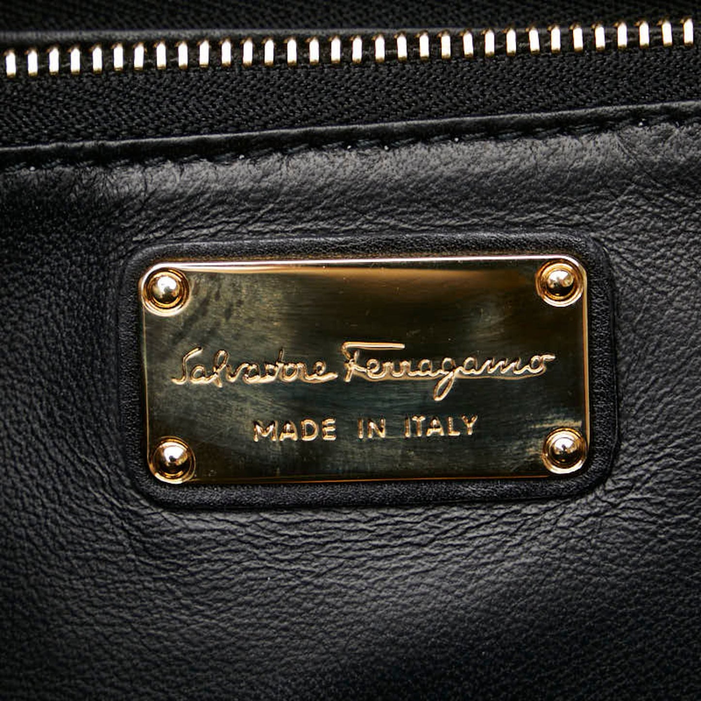 Salvatore Ferragamo Black Leather Gancini