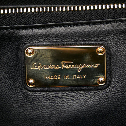 Salvatore Ferragamo Black Leather Gancini