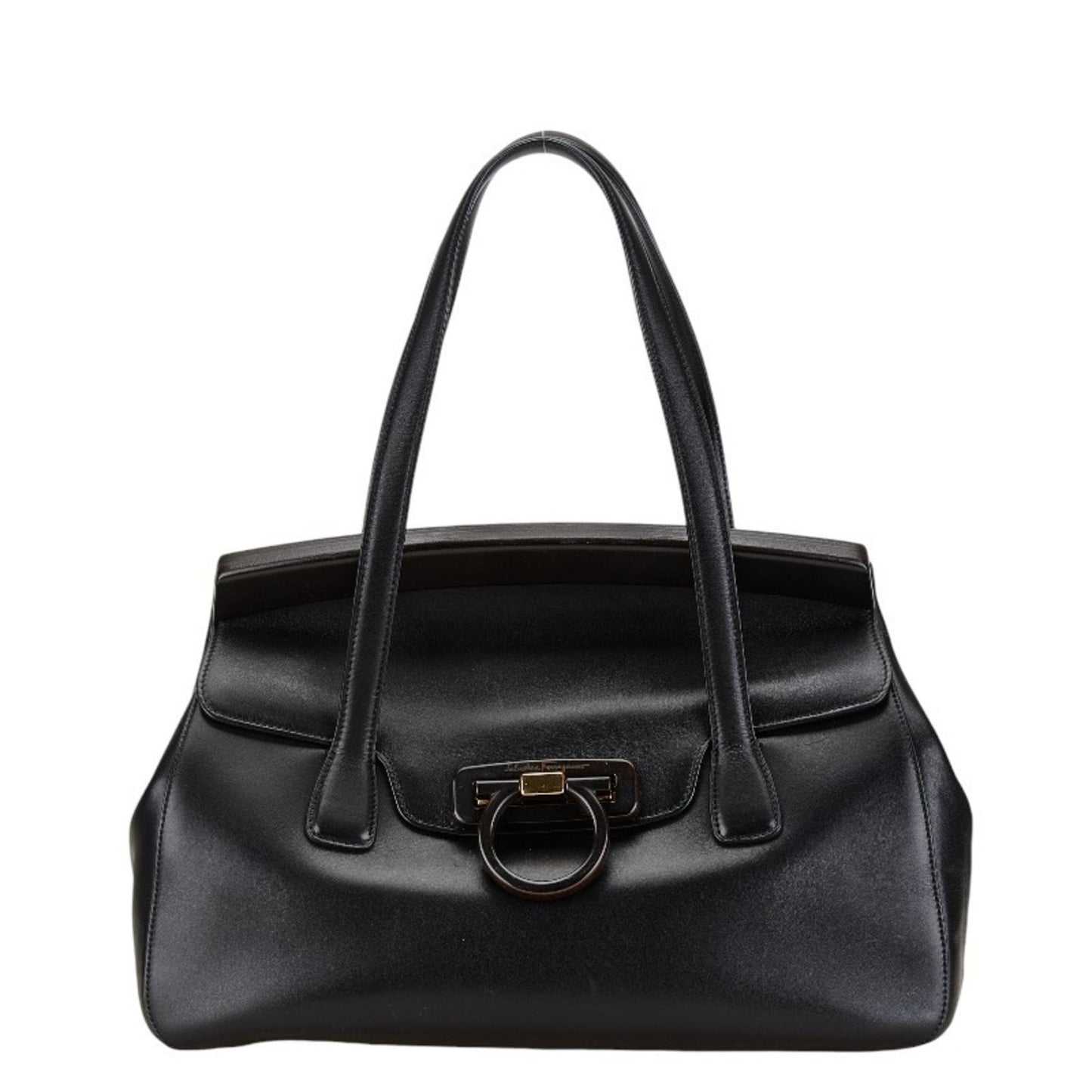 Salvatore Ferragamo Black Leather Gancini
