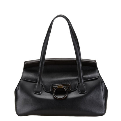 Salvatore Ferragamo Black Leather Gancini