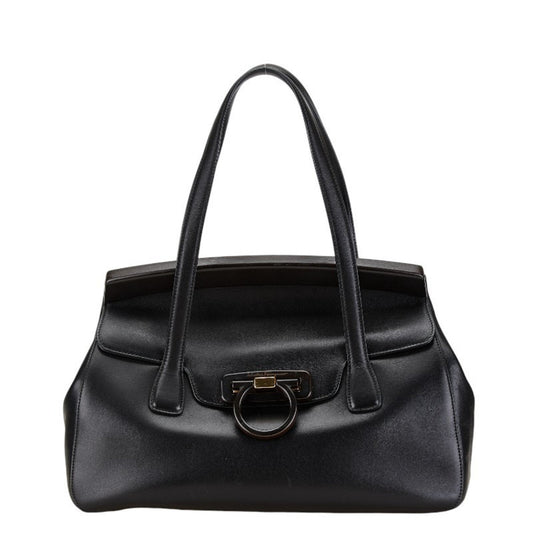 Salvatore Ferragamo Black Leather Gancini