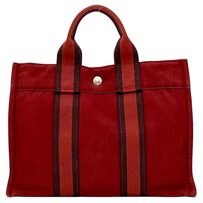 Hermès Red Canvas Fourre Tout