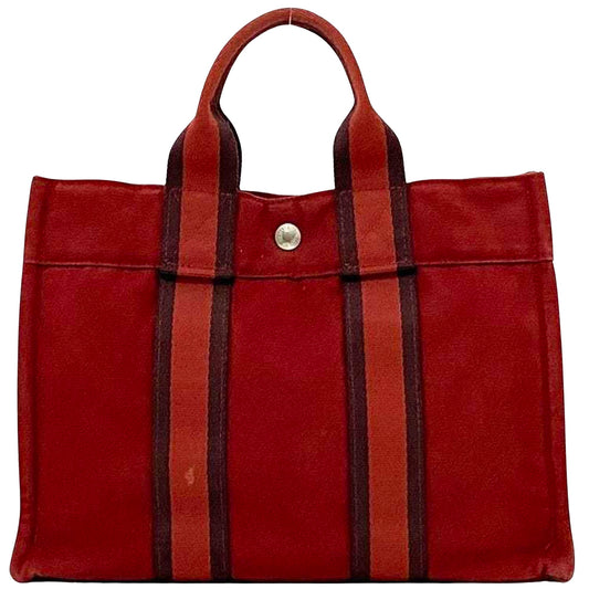 Hermès Red Canvas Fourre Tout