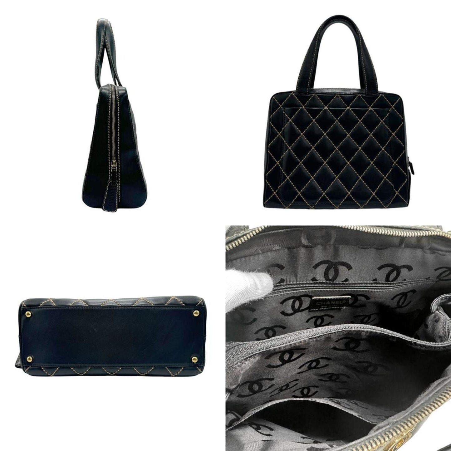 Chanel Black Leather Wild Stitch