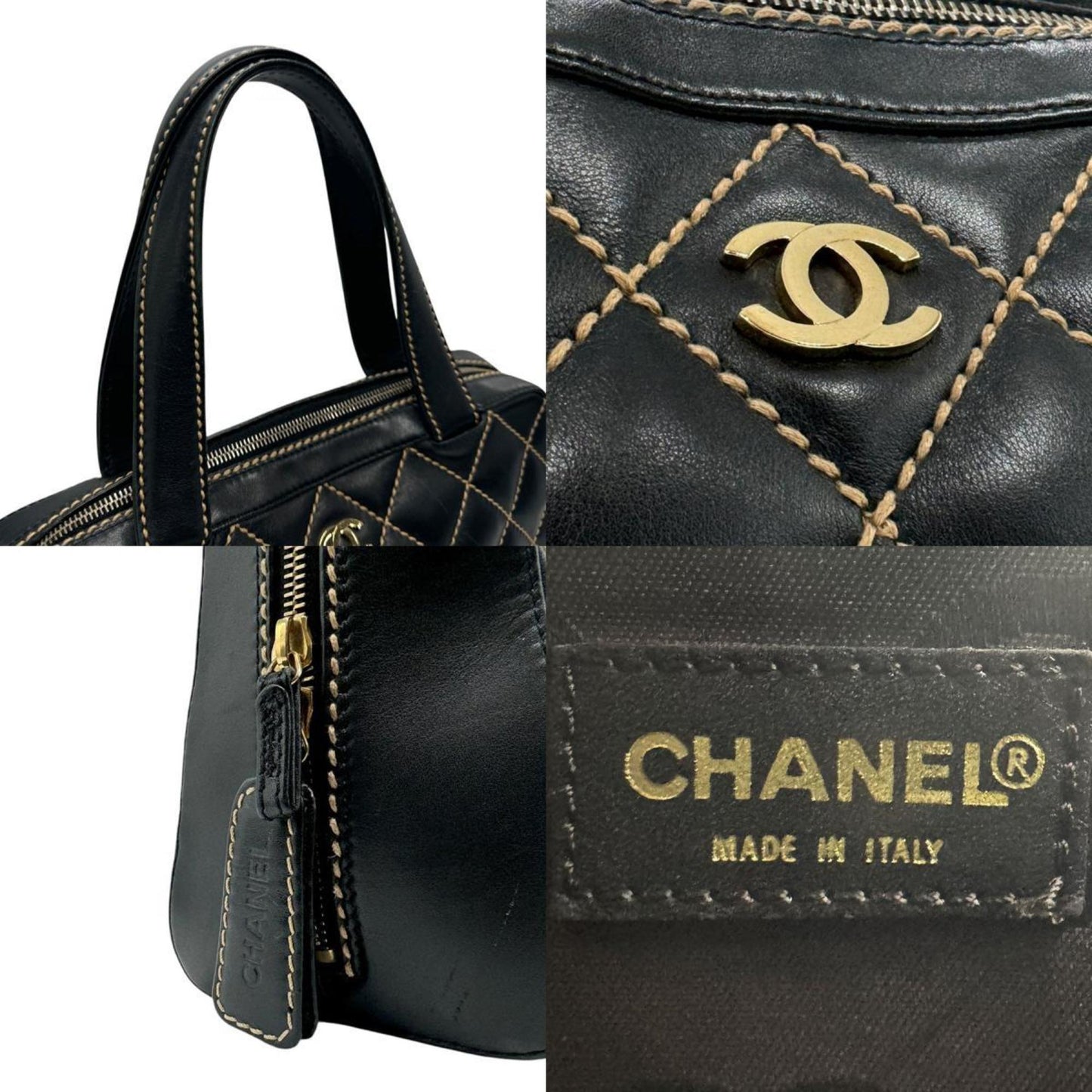Chanel Black Leather Wild Stitch