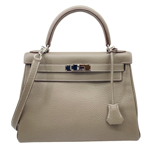Hermès Gray Leather Kelly 28