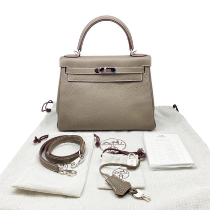 Hermès Gray Leather Kelly 28