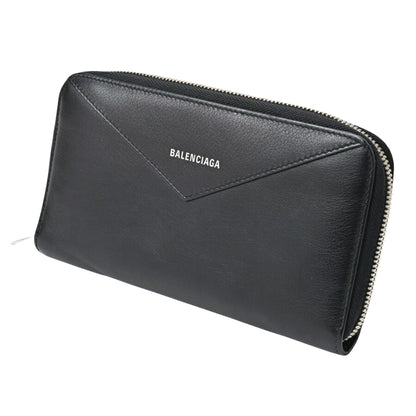 Balenciaga Black Leather Continental Zip Around