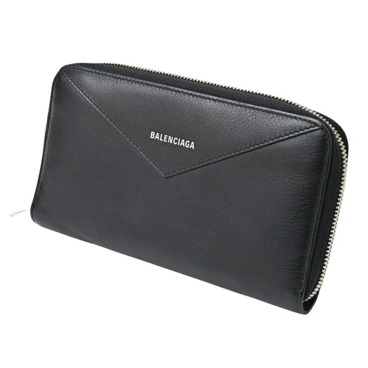 Balenciaga Black Leather Continental Zip Around