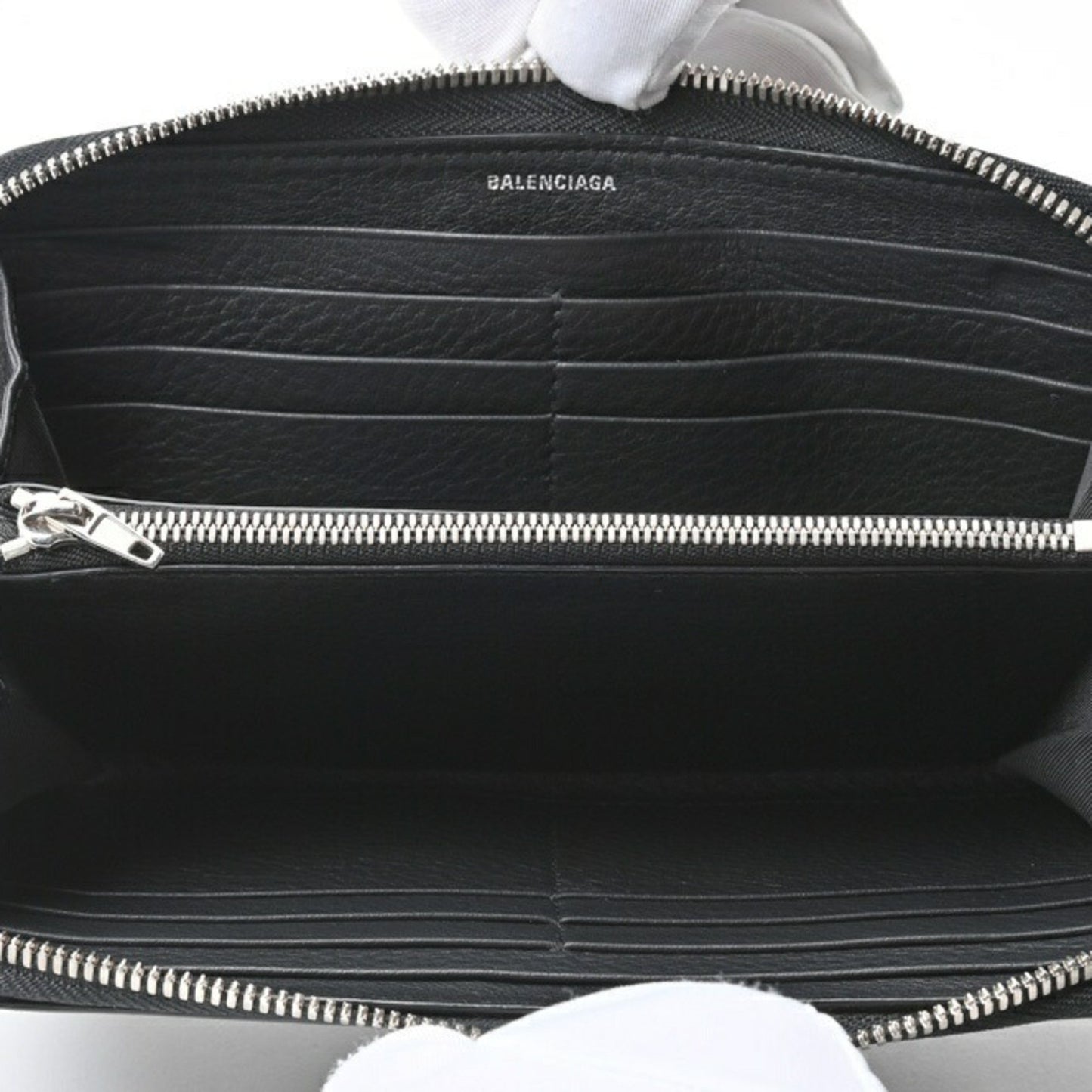 Balenciaga Black Leather Continental Zip Around