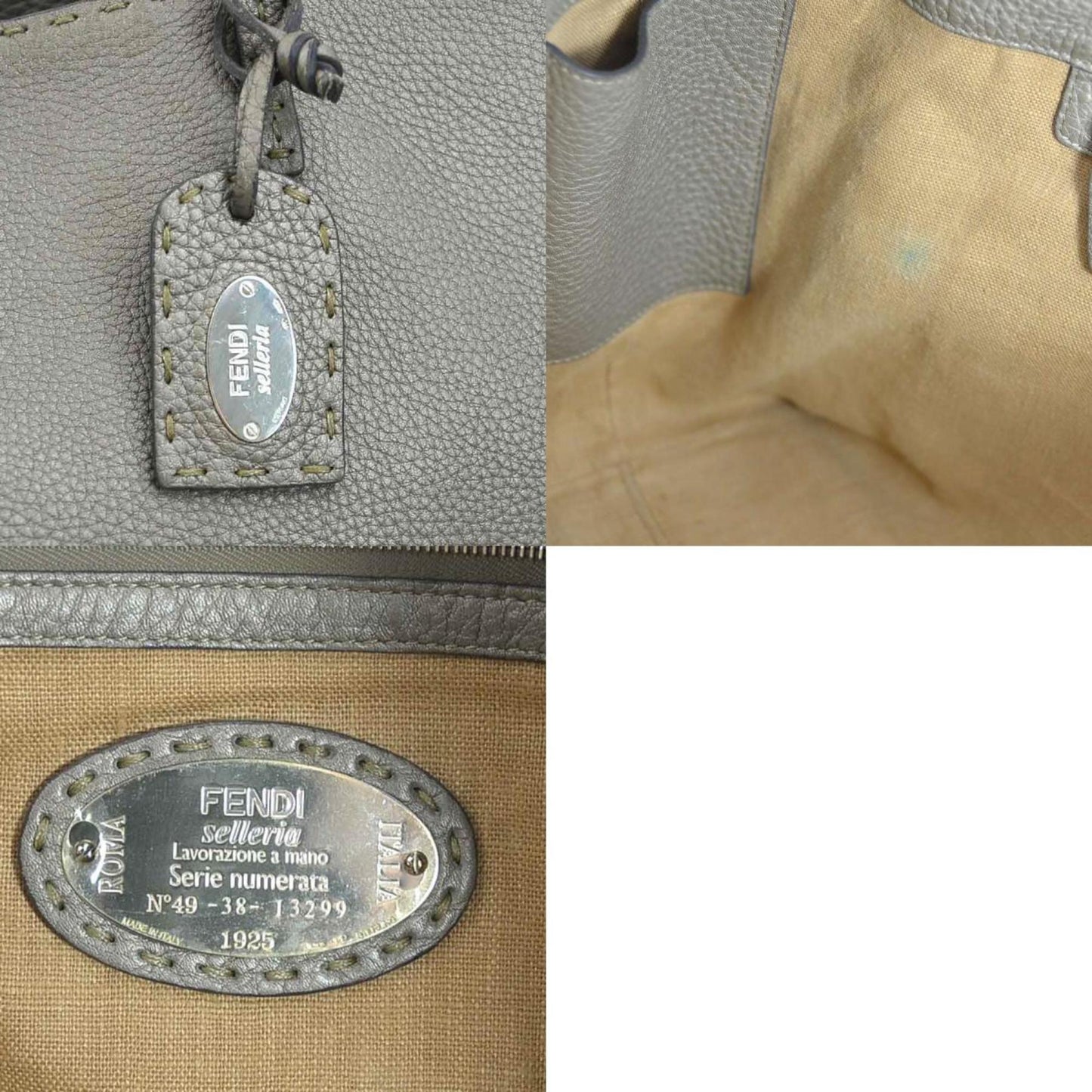 Fendi Gray Leather Selleria