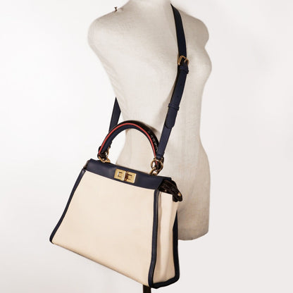 Fendi White Canvas Peekaboo