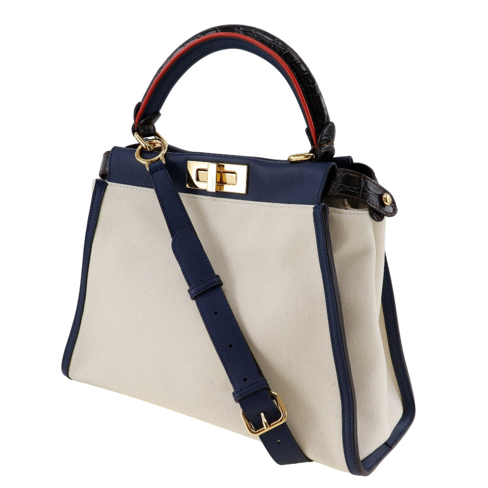 Fendi White Canvas Peekaboo