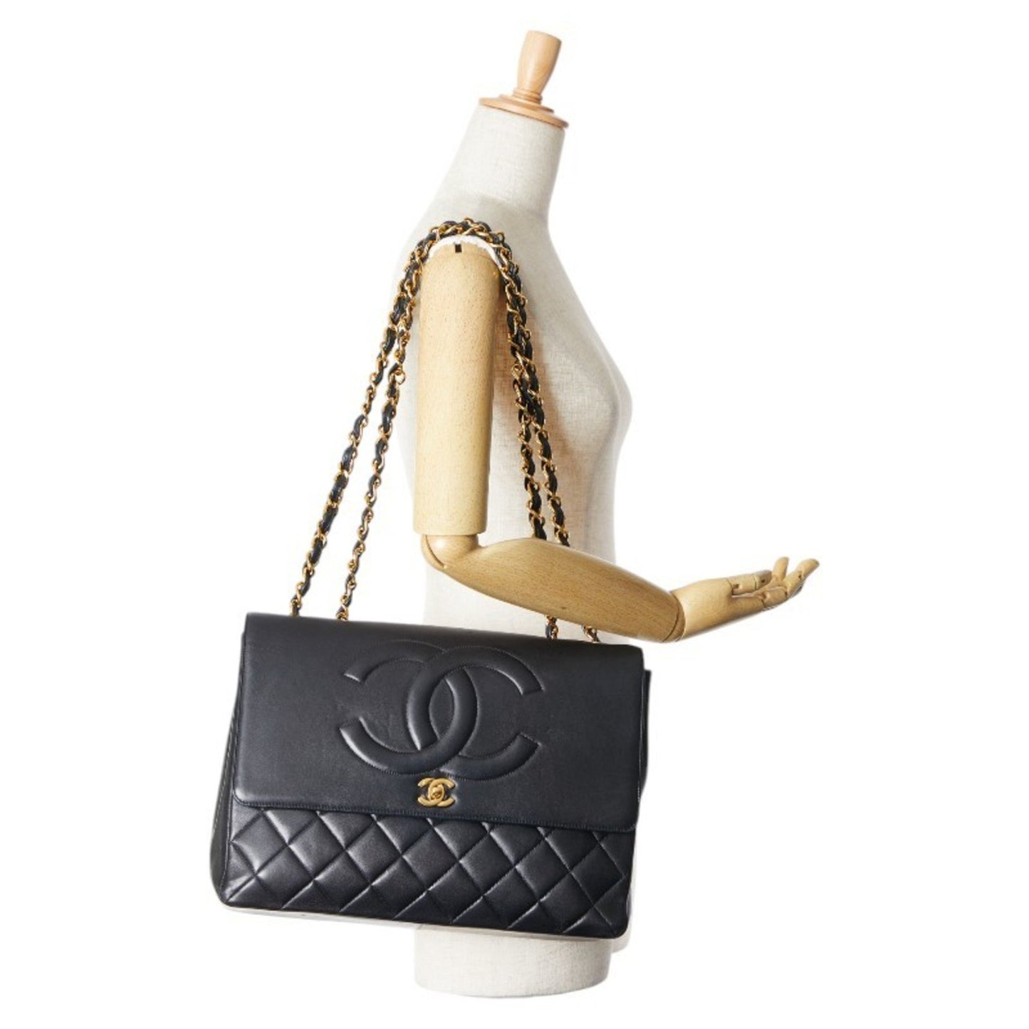 Chanel Black Leather Logo Cc