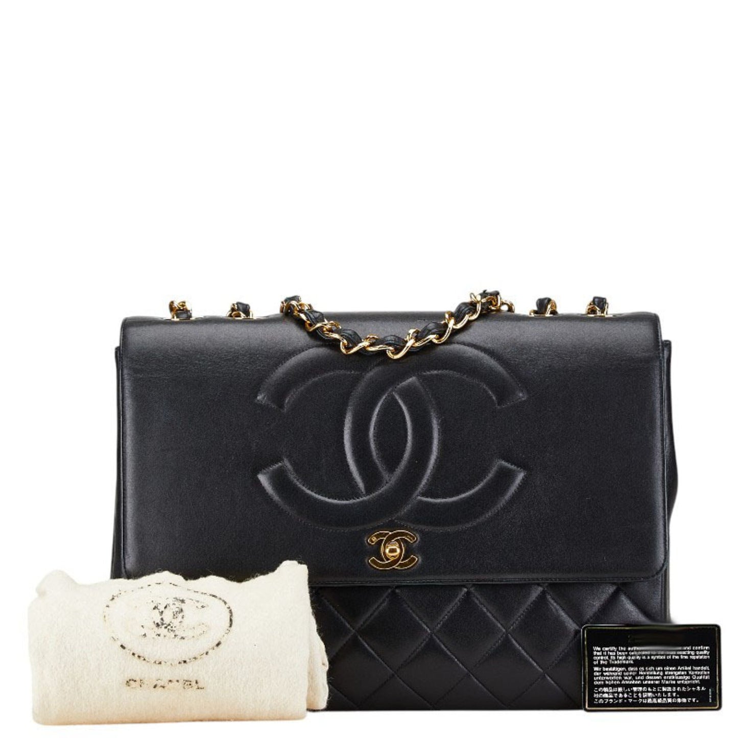 Chanel Black Leather Logo Cc