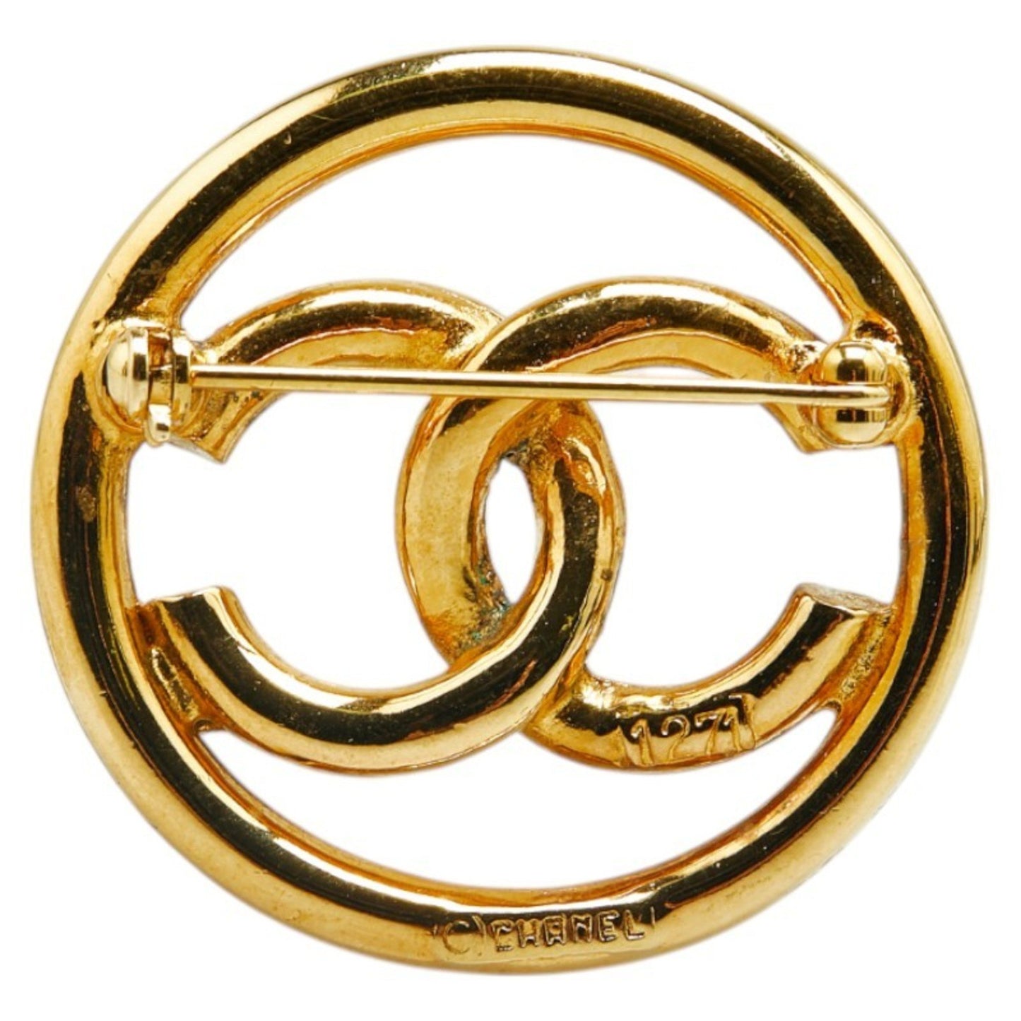 Chanel Gold Gold Plated Logo Cc