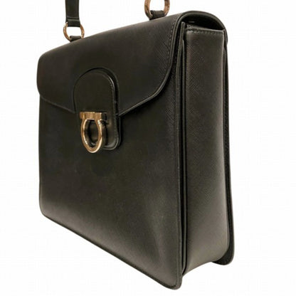 Salvatore Ferragamo Black Leather Gancini