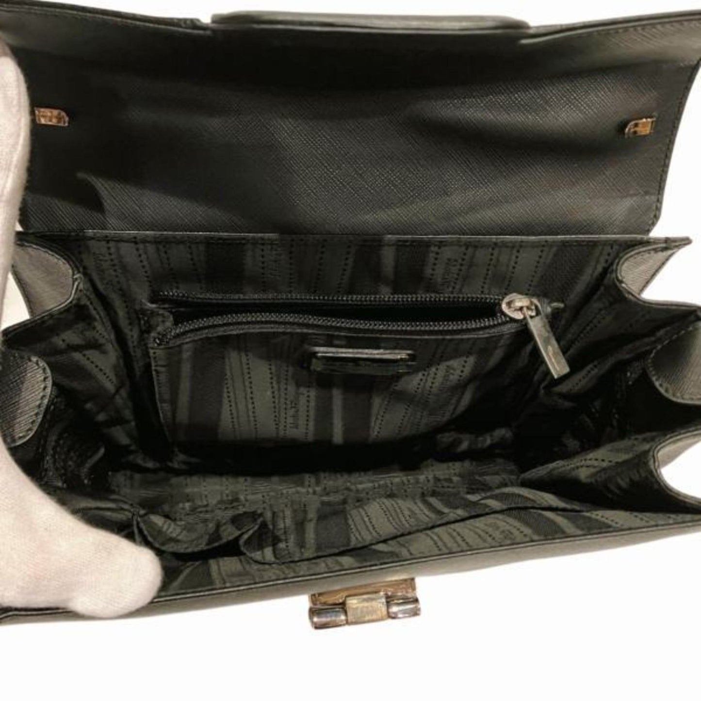 Salvatore Ferragamo Black Leather Gancini