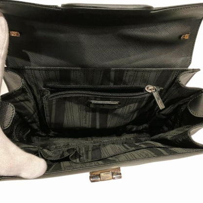 Salvatore Ferragamo Black Leather Gancini