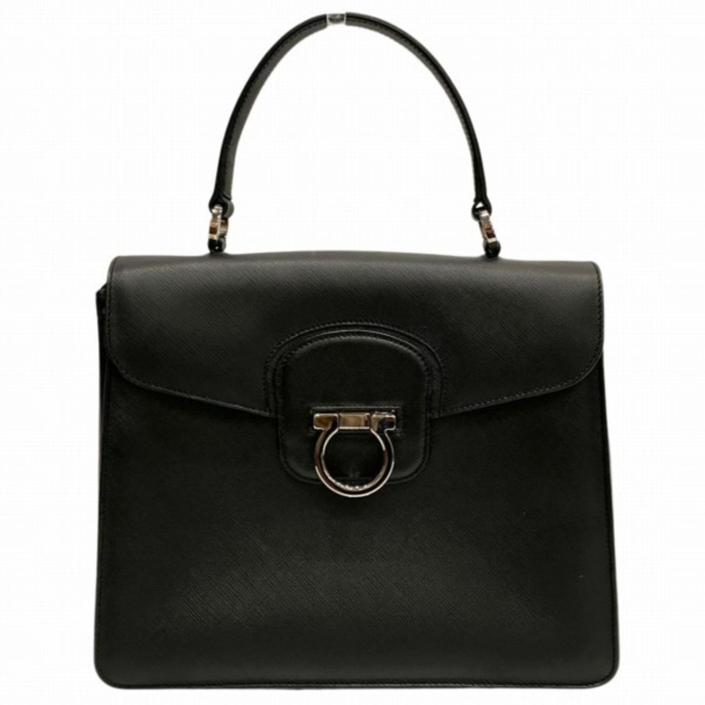 Salvatore Ferragamo Black Leather Gancini