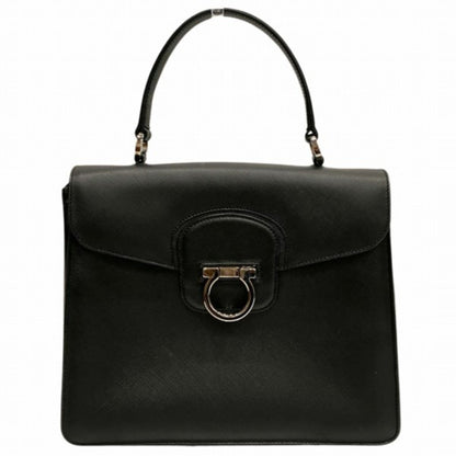 Salvatore Ferragamo Black Leather Gancini