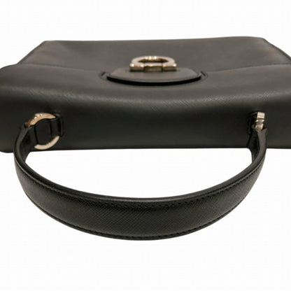 Salvatore Ferragamo Black Leather Gancini