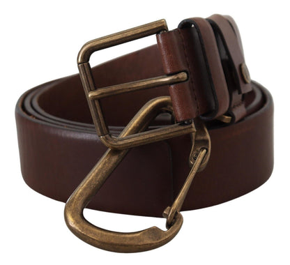 Dolce & Gabbana Elegant Brown Leather Belt With Metal Buckle