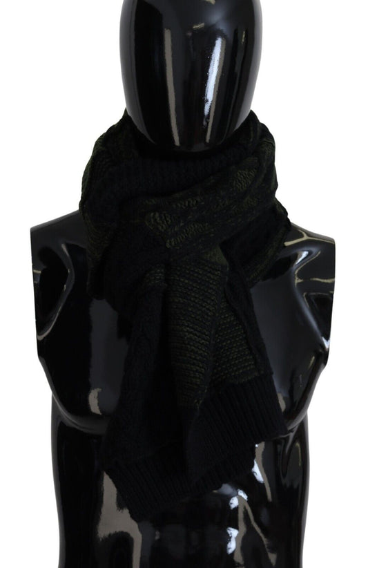 Dolce & Gabbana Elegant Wool Scarf In Black & Green