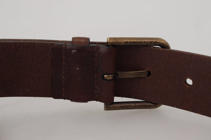Dolce & Gabbana Elegant Brown Leather Belt With Metal Buckle
