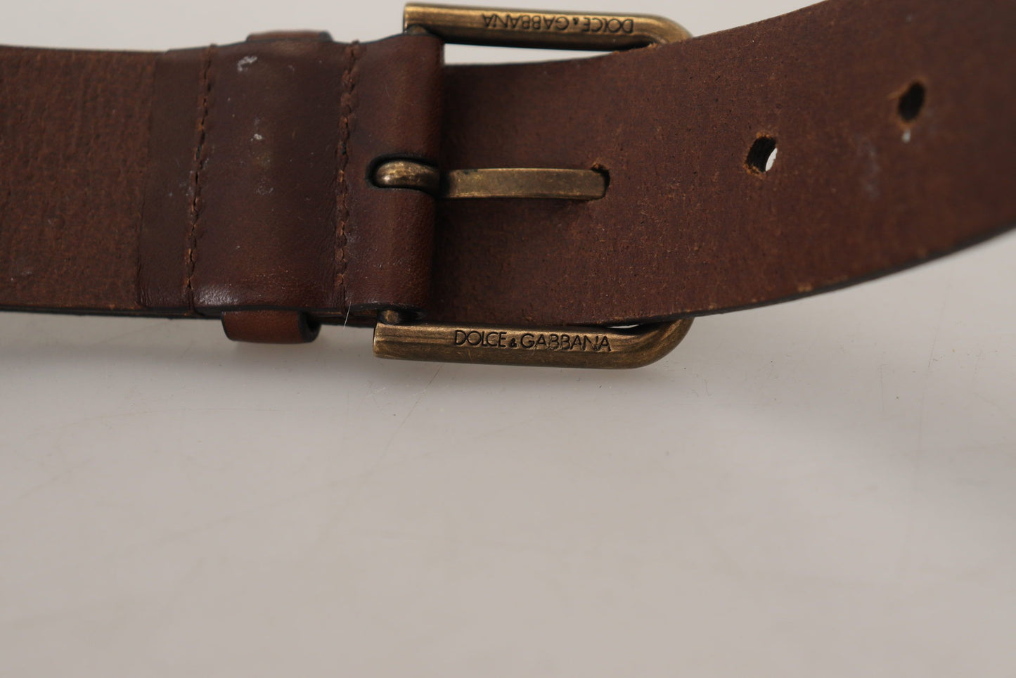 Dolce & Gabbana Elegant Brown Leather Belt With Metal Buckle