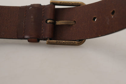 Dolce & Gabbana Elegant Brown Leather Belt With Metal Buckle