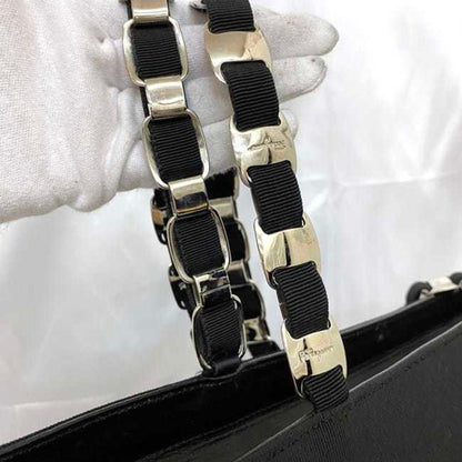 Salvatore Ferragamo Black Canvas Tote