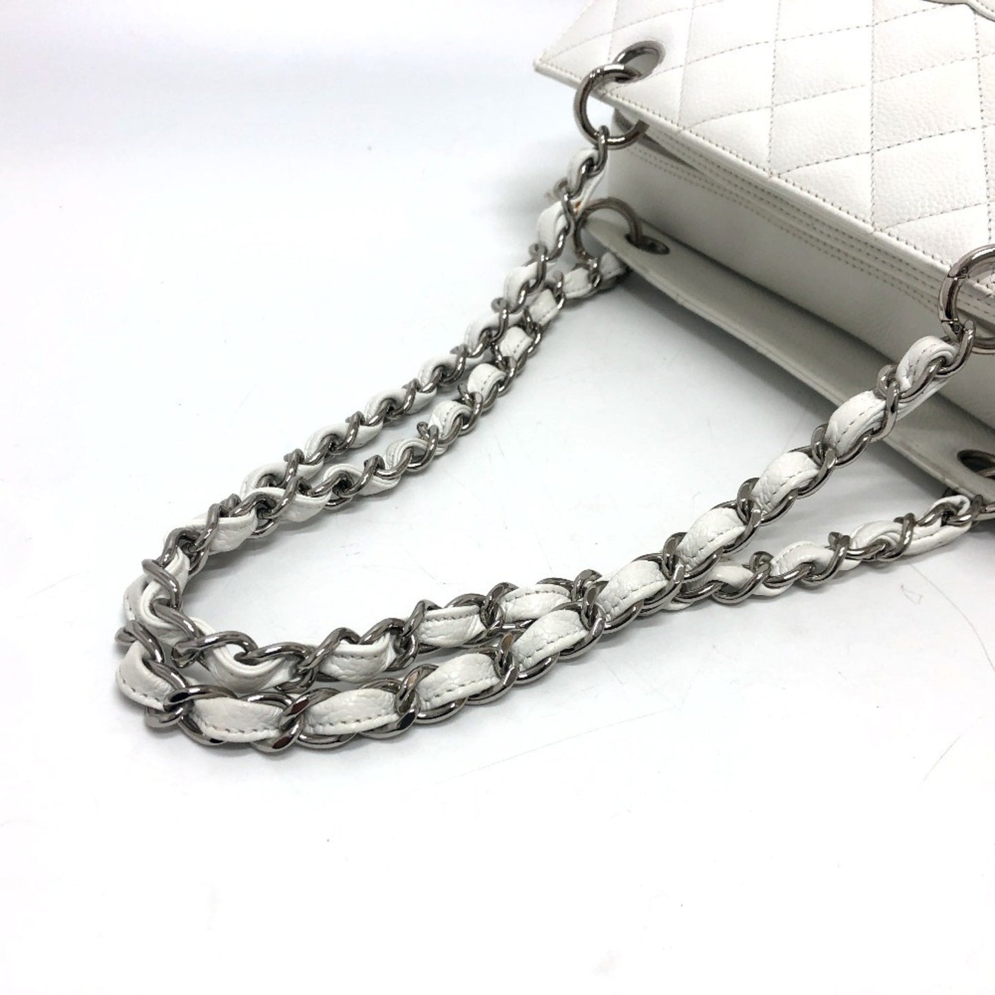 Chanel White Leather Shopping