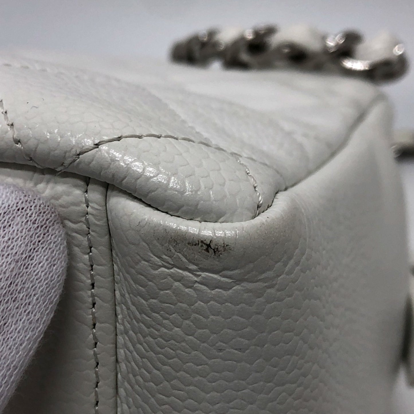 Chanel White Leather Shopping