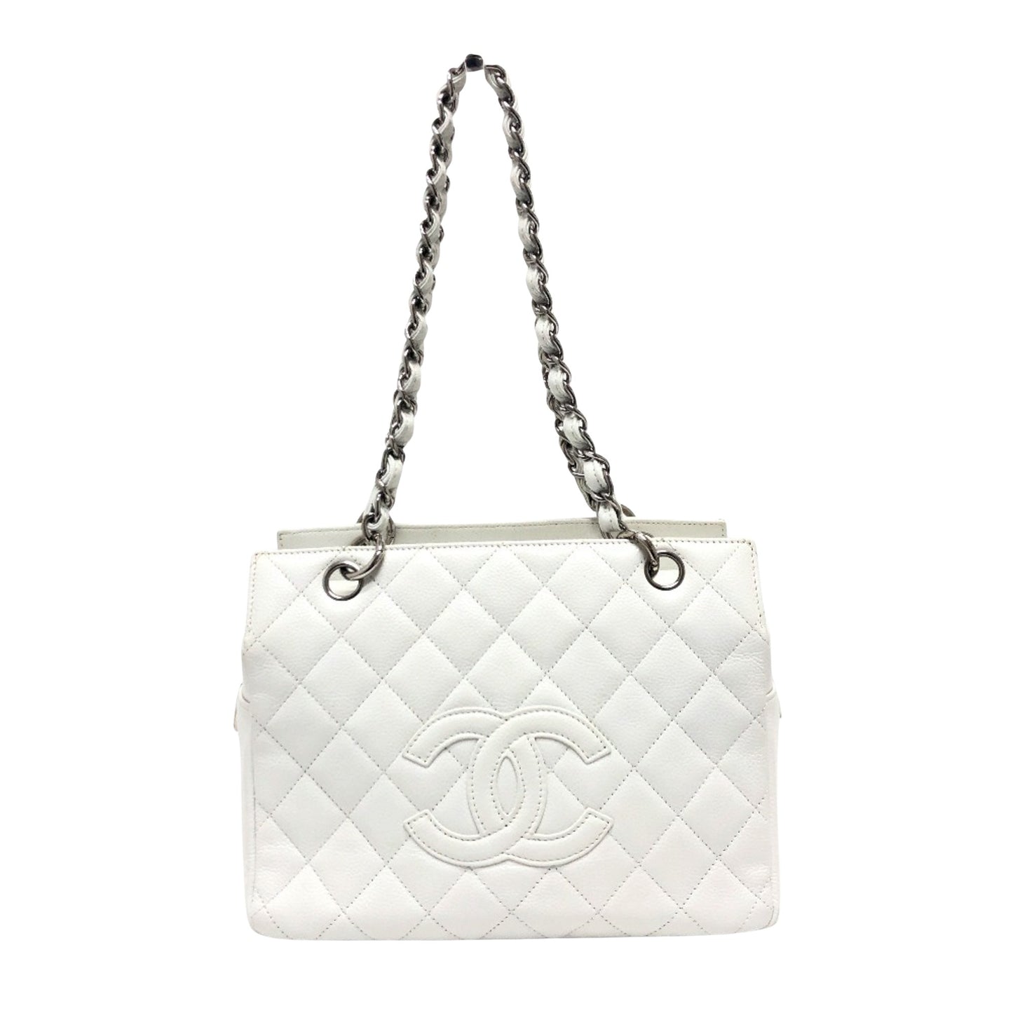 Chanel White Leather Shopping