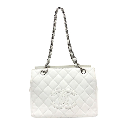 Chanel White Leather Shopping