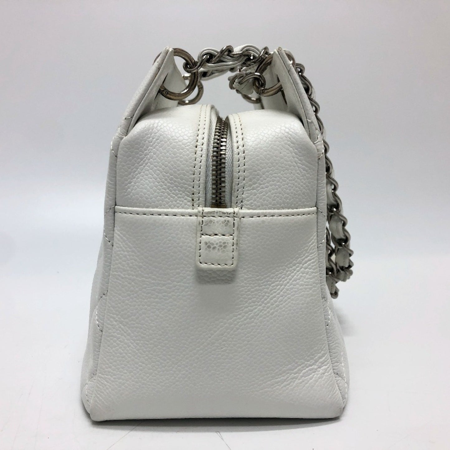 Chanel White Leather Shopping