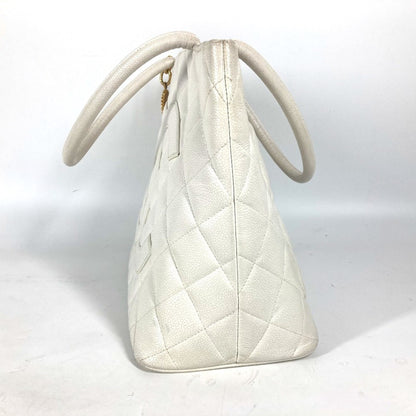Chanel White Leather Medaillon
