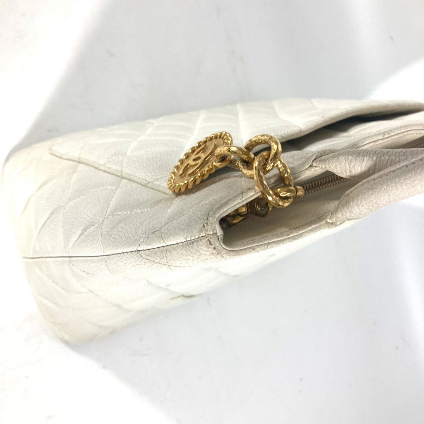 Chanel White Leather Medaillon