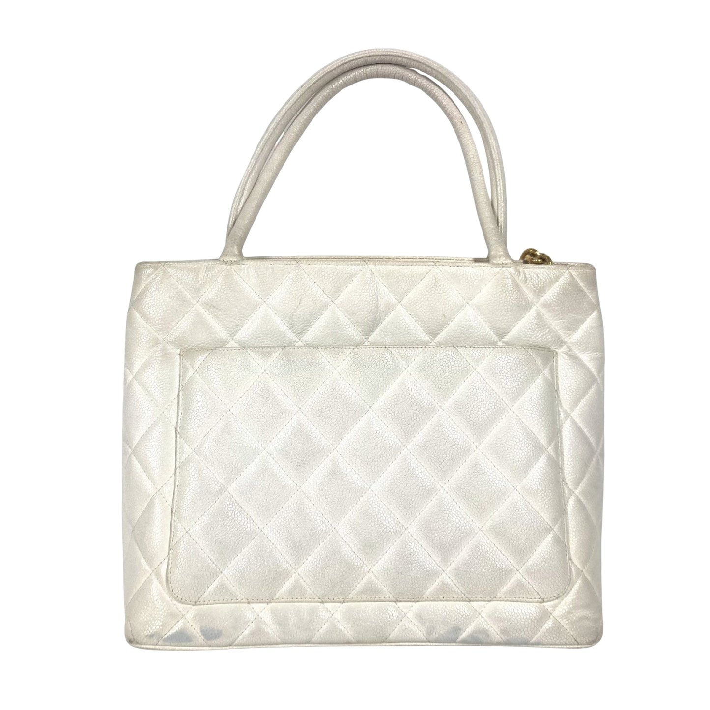 Chanel White Leather Medaillon
