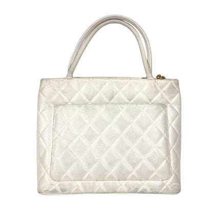 Chanel White Leather Medaillon