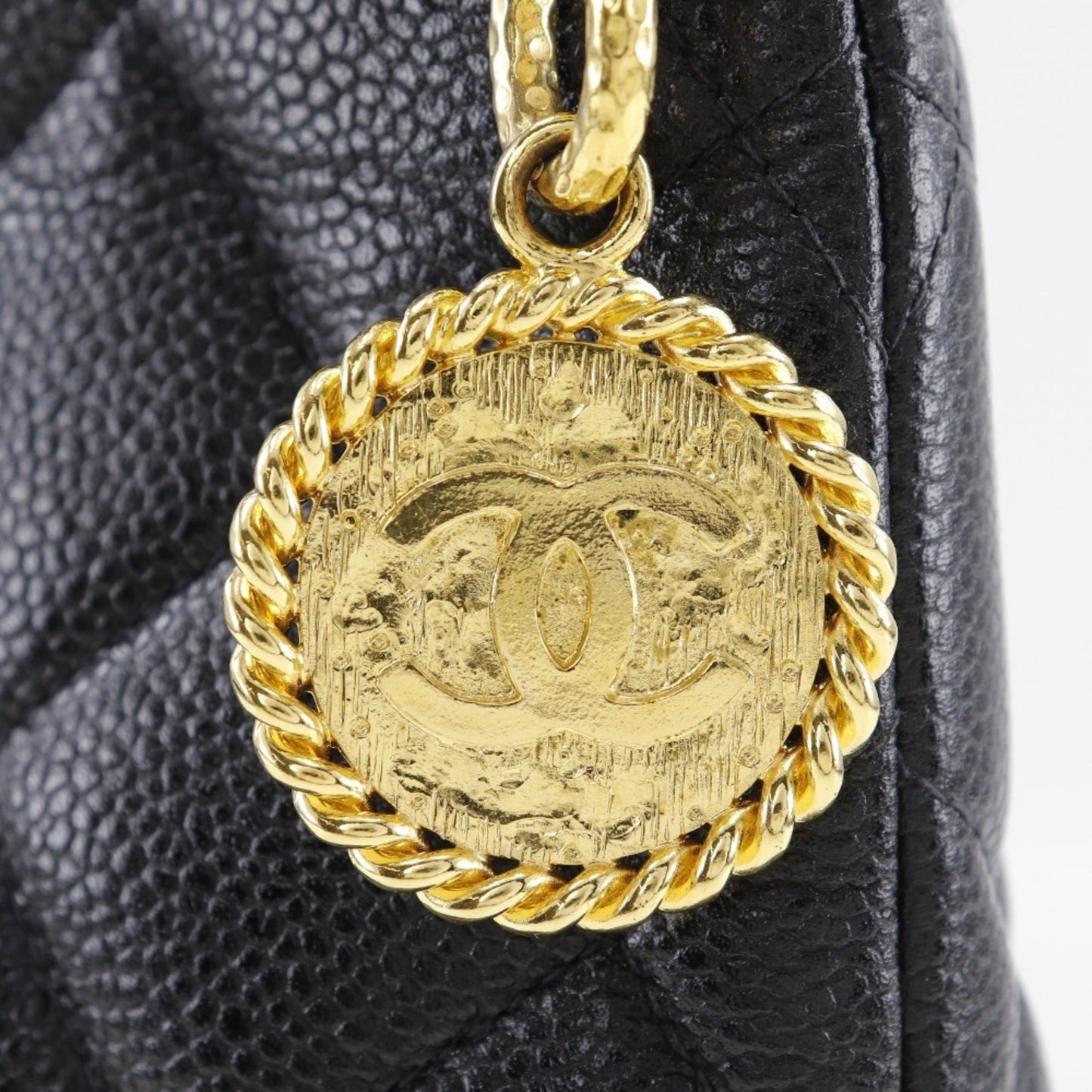 Chanel Black Leather Medaillon