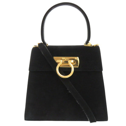 Salvatore Ferragamo Black Suede Gancini