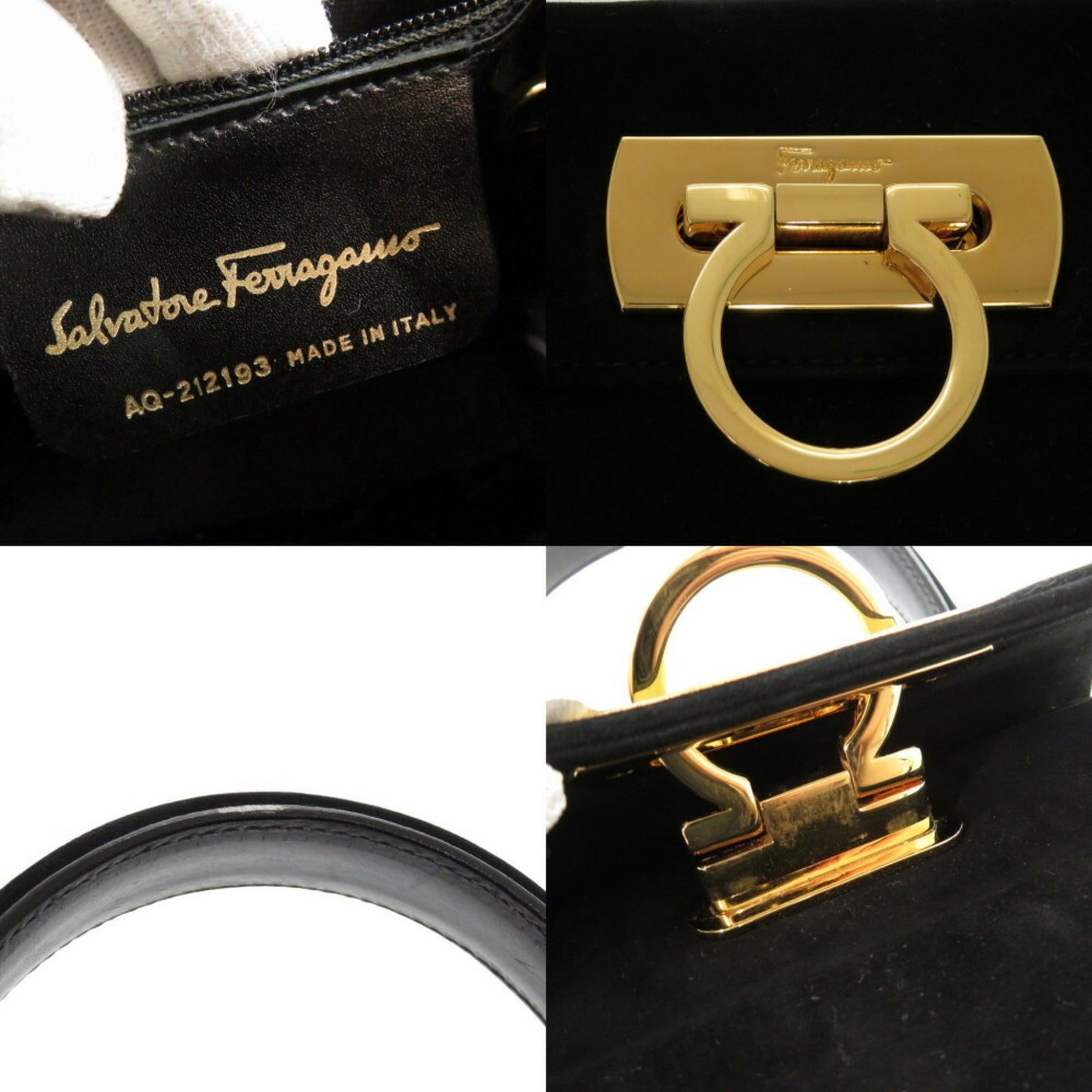 Salvatore Ferragamo Black Suede Gancini